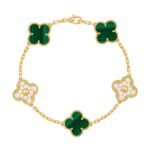 Vintage Alhambra Van Cleef & Arpels (VCA),Bracelet, 5 Motifs - 18K Rose Gold, Gray Mother-of-Pearl and Diamonds