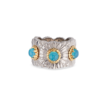 BLOSSOMS COLOR ETERNELLE Gold-Vermeil Silver Daisy Buccellati,Ring with Light Blue Agate