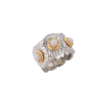 BLOSSOMS COLOR ETERNELLE Gold-Vermeil Silver Daisy Buccellati,Ring with Pink Opal
