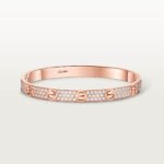 A LOVE Bracelet, classic model with full diamond, single-screw closure,rose gold