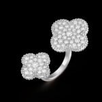 Magic Alhambra Between-the-Finger Ring - Rhodium-Plated 18K White Gold and Diamonds