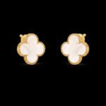 Magic Alhambra Earrings - 18K Yellow Gold and White Mother-of-Pearl - Image 5