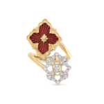 OPERA TULLE ENAMEL Yellow Gold, White Gold and Red ... Buccellati,Ring