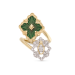 OPERA TULLE ENAMEL Yellow Gold, White Gold and Green ... Buccellati,Ring