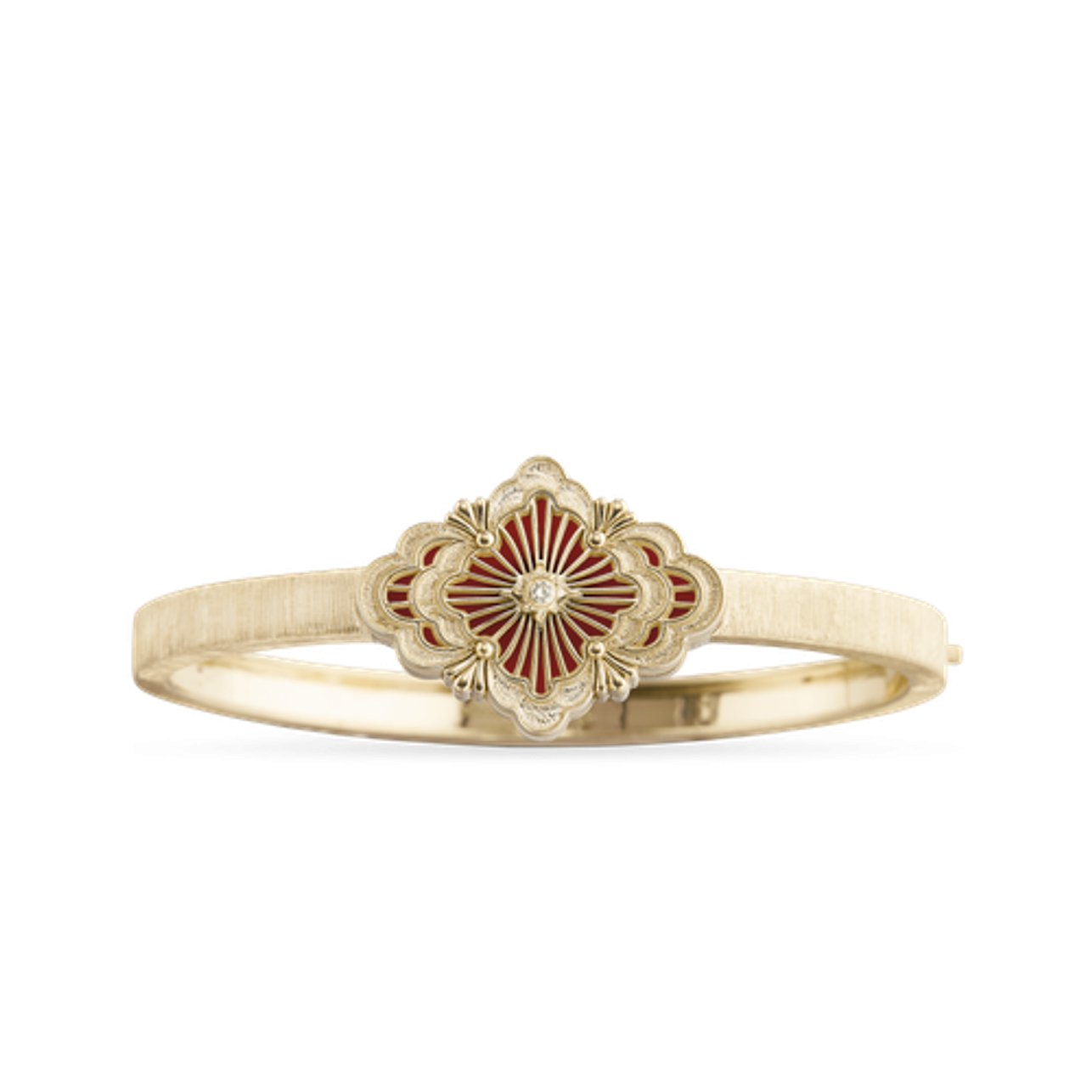 OPERA TULLE ENAMEL 黄金和红色珐琅手环式手镯-1 OPERA TULLE STONE Yellow Gold Onyx Bangle - Image 1