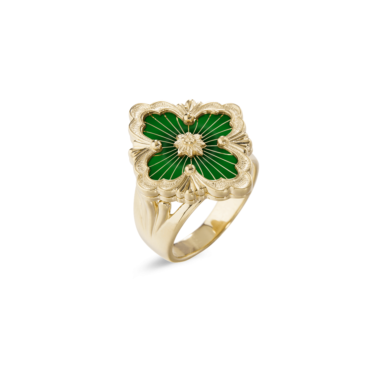 OPERA TULLE ENAMEL 黄金和绿色珐琅戒指-1 OPERA TULLE ENAMEL Yellow Gold and Green Enamel Buccellati,Ring... - Image 1