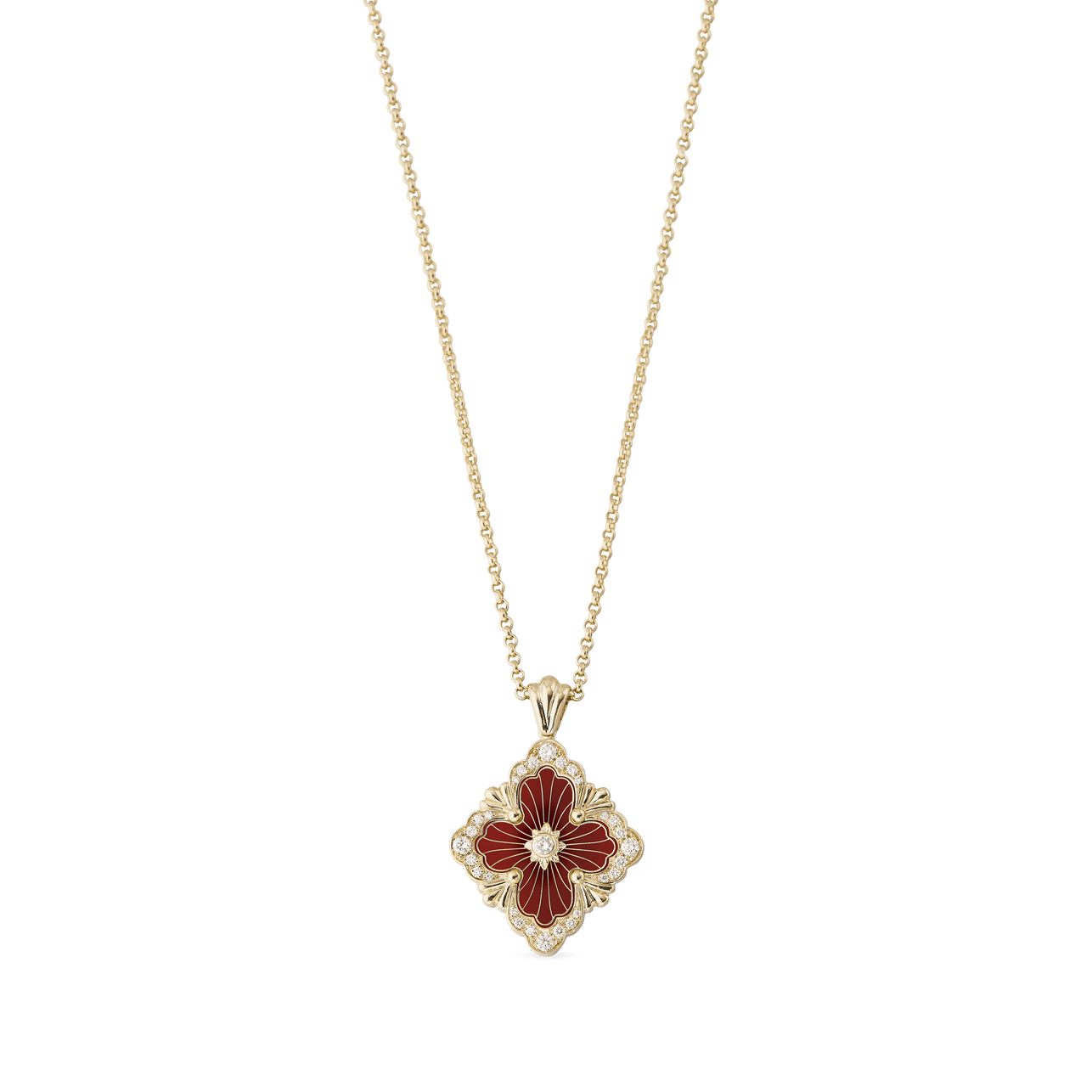 OPERA TULLE ENAMEL 黄金镶钻石和红色珐琅吊坠-1 OPERA TULLE ENAMEL Yellow Gold Diamond and Red ... Buccellati,Pendant - Image 1
