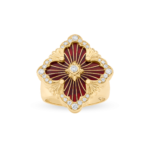 OPERA TULLE ENAMEL Yellow Gold Diamond and Red ... Buccellati,Ring