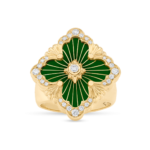 OPERA TULLE ENAMEL Yellow Gold Diamond and Green ... Buccellati,Ring