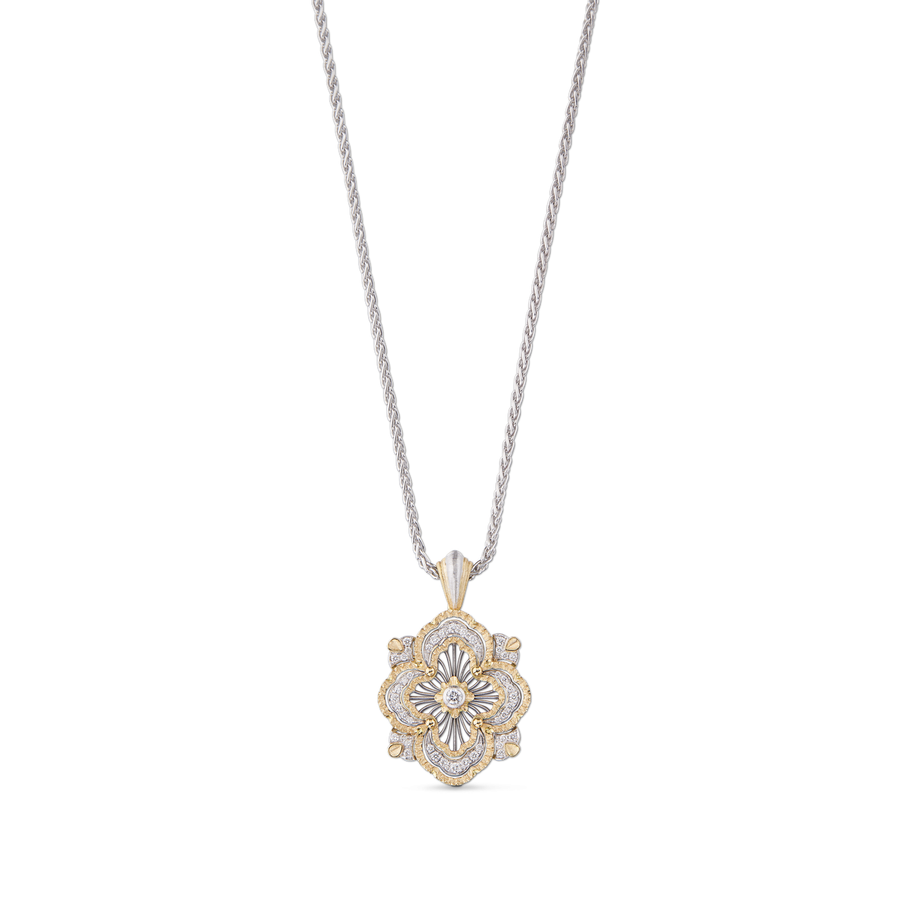 OPERA TULLE GOLD 黄金和白金镶钻吊坠-1 OPERA TULLE White and Yellow Gold Diamond Buccellati,Pendant - Image 1