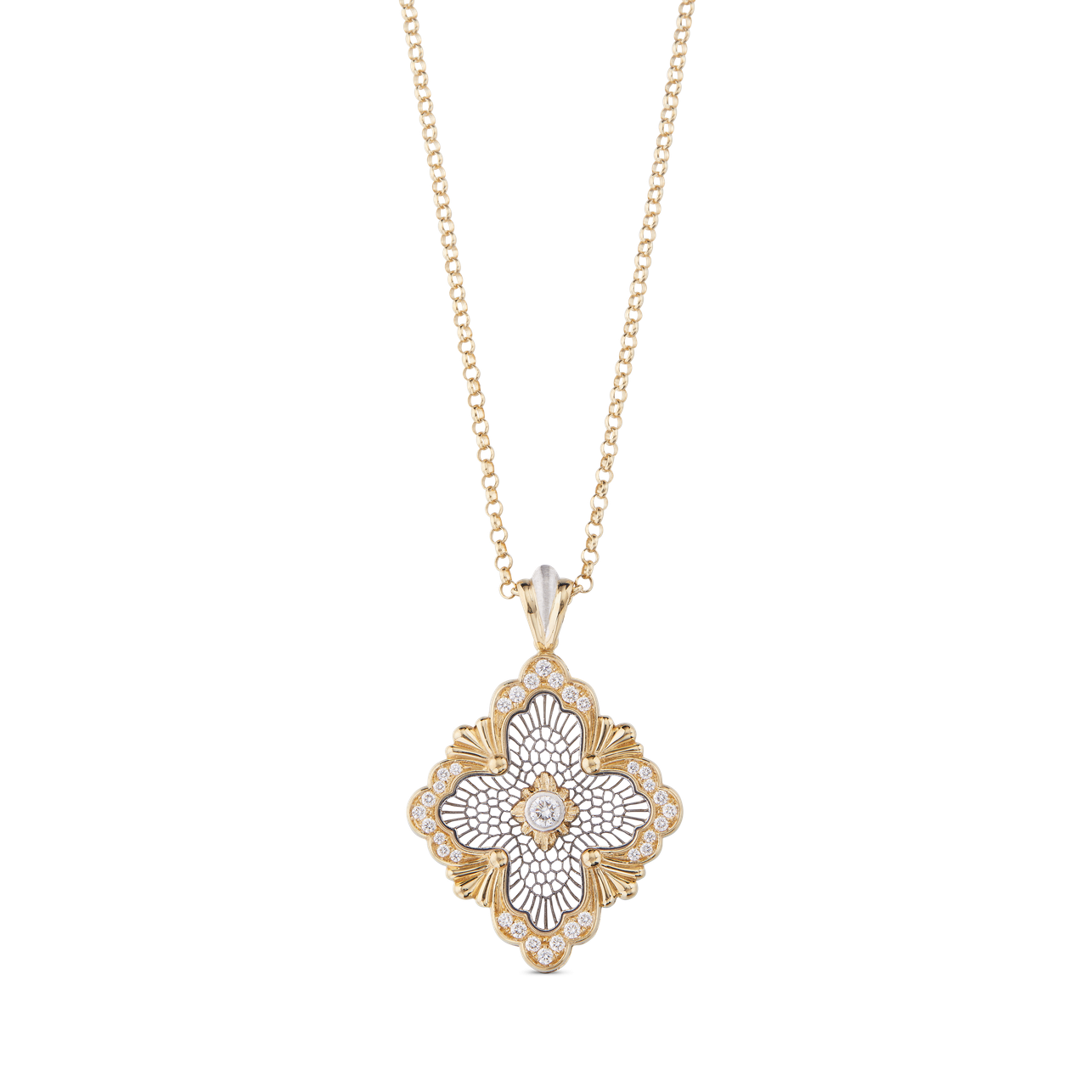 OPERA TULLE GOLD 黄金和白金镶钻吊坠-1 OPERA TULLE ENAMEL Yellow Gold and Red Enamel Buccellati,Pendant... - Image 1