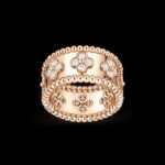 Perlée Clovers Ring, Medium Model - 18K Rose Gold and Diamonds - Image 5