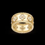 Perlée Clovers Ring, Medium Model - 18K Yellow Gold and Diamonds - Image 5
