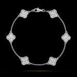 Sweet Alhambra Van Cleef & Arpels (VCA),Bracelet, 6 Motifs - Rhodium-Plated 18K White Gold and Diamonds