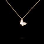 Sweet Butterflies Pendant - 18K Yellow Gold and White Mother-of-Pearl