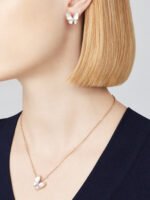 Two Butterfly Pendant Van Cleef & Arpels (VCA),Necklace - 18K Rose Gold, White Mother-of-Pearl and Diamonds - Image 4