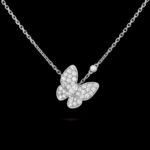 Two Butterfly Pendant - Rhodium-Plated 18K White Gold and Diamonds