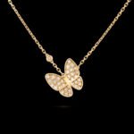 Two Butterfly Pendant - 18K Yellow Gold, Rhodium-Plated 18K White Gold and Diamonds