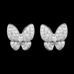 Two Butterfly Earrings - Rhodium-Plated 18K White Gold and Diamonds