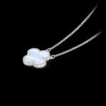 Vintage Alhambra Pendant - Rhodium-Plated 18K White Gold and Chalcedony - Image 6
