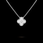 Vintage Alhambra Pendant - Rhodium-Plated 18K White Gold and Diamonds