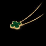 Vintage Alhambra Pendant - 18K Yellow Gold and Malachite - Image 3