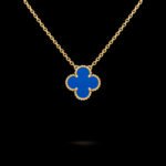 Vintage Alhambra Pendant - 18K Yellow Gold and Blue Agate