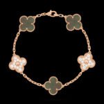 Vintage Alhambra Van Cleef & Arpels (VCA),Bracelet, 5 Motifs - 18K Rose Gold, Gray Mother-of-Pearl and Diamonds - Image 4