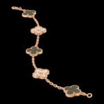 Vintage Alhambra Van Cleef & Arpels (VCA),Bracelet, 5 Motifs - 18K Rose Gold, Gray Mother-of-Pearl and Diamonds - Image 5