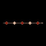 Vintage Alhambra Van Cleef & Arpels (VCA),Bracelet, 5 Motifs - Guilloch 18K Rose Gold and Carnelian - Image 6