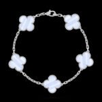 Vintage Alhambra Van Cleef & Arpels (VCA),Bracelet, 5 Motifs - Rhodium-Plated 18K White Gold and Chalcedony - Image 5
