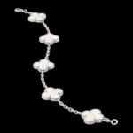 Vintage Alhambra Van Cleef & Arpels (VCA),Bracelet, 5 Motifs - Rhodium-Plated 18K White Gold and White Mother-of-Pearl