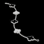 Vintage Alhambra Van Cleef & Arpels (VCA),Bracelet, 5 Motifs - Rhodium-Plated 18K White Gold, Onyx and Diamonds - Image 2
