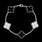 Vintage Alhambra Van Cleef & Arpels (VCA),Bracelet, 5 Motifs - Rhodium-Plated 18K White Gold, Onyx and Diamonds - Image 5