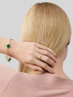 Vintage Alhambra Van Cleef & Arpels (VCA),Bracelet, 5 Motifs - 18K Yellow Gold, Malachite and Diamonds - Image 4