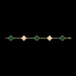 Vintage Alhambra Van Cleef & Arpels (VCA),Bracelet, 5 Motifs - 18K Yellow Gold, Malachite and Diamonds - Image 6