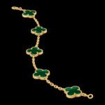 Vintage Alhambra Van Cleef & Arpels (VCA),Bracelet, 5 Motifs - 18K Yellow Gold and Malachite
