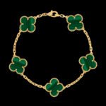 Vintage Alhambra Van Cleef & Arpels (VCA),Bracelet, 5 Motifs - 18K Yellow Gold and Malachite - Image 4