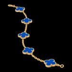 Vintage Alhambra Van Cleef & Arpels (VCA),Bracelet, 5 Motifs - 18K Yellow Gold and Blue Agate