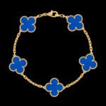 Vintage Alhambra Van Cleef & Arpels (VCA),Bracelet, 5 Motifs - 18K Yellow Gold and Blue Agate - Image 6