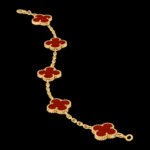 Vintage Alhambra Van Cleef & Arpels (VCA),Bracelet, 5 Motifs - 18K Yellow Gold and Carnelian