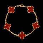 Vintage Alhambra Van Cleef & Arpels (VCA),Bracelet, 5 Motifs - 18K Yellow Gold and Carnelian - Image 2