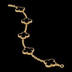 Vintage Alhambra Van Cleef & Arpels (VCA),Bracelet, 5 Motifs - 18K Yellow Gold and Onyx
