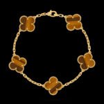 Vintage Alhambra Van Cleef & Arpels (VCA),Bracelet, 5 Motifs - 18K Yellow Gold and Tigers Eye - Image 2