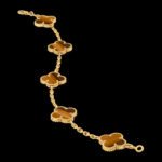 Vintage Alhambra Van Cleef & Arpels (VCA),Bracelet, 5 Motifs - 18K Yellow Gold and Tigers Eye - Image 5