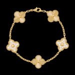 Vintage Alhambra Van Cleef & Arpels (VCA),Bracelet, 5 Motifs - Guilloch 18K Yellow Gold and Diamonds - Image 2
