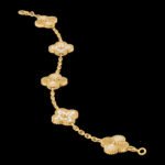 Vintage Alhambra Van Cleef & Arpels (VCA),Bracelet, 5 Motifs - Guilloch 18K Yellow Gold and Diamonds