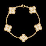 Vintage Alhambra Van Cleef & Arpels (VCA),Bracelet, 5 Motifs - 18K Yellow Gold and Diamonds - Image 2
