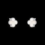 Vintage Alhambra Earrings - Rhodium-Plated 18K White Gold and White Mother-of-Pearl - Image 3