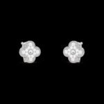 Vintage Alhambra Earrings - Rhodium-Plated 18K White Gold and Diamonds - Image 3